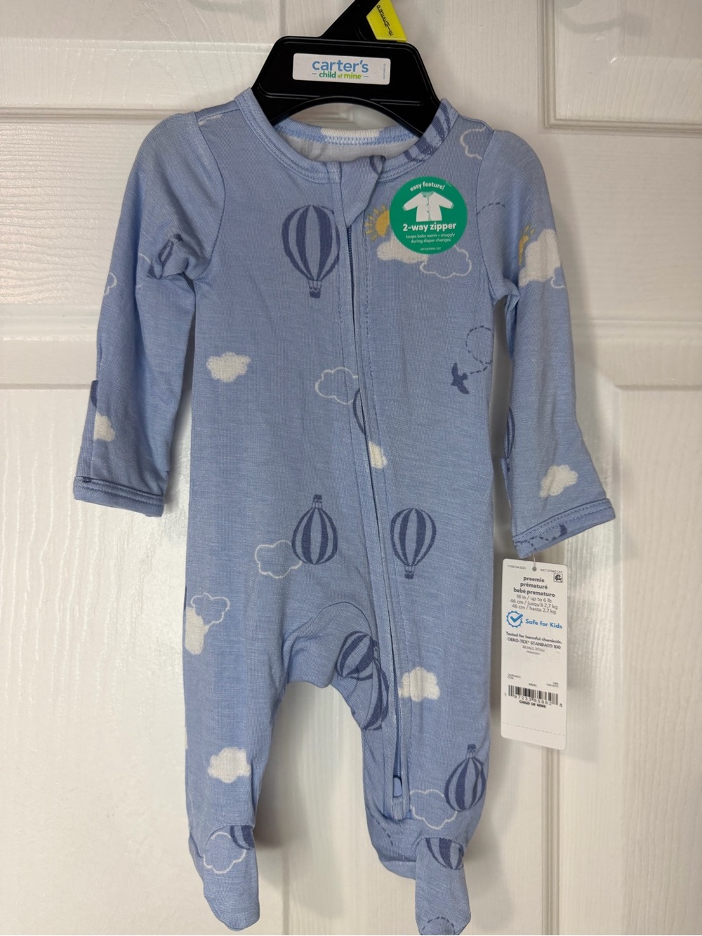 Carter's Light Blue Hot Air Balloon Footed One-Piece